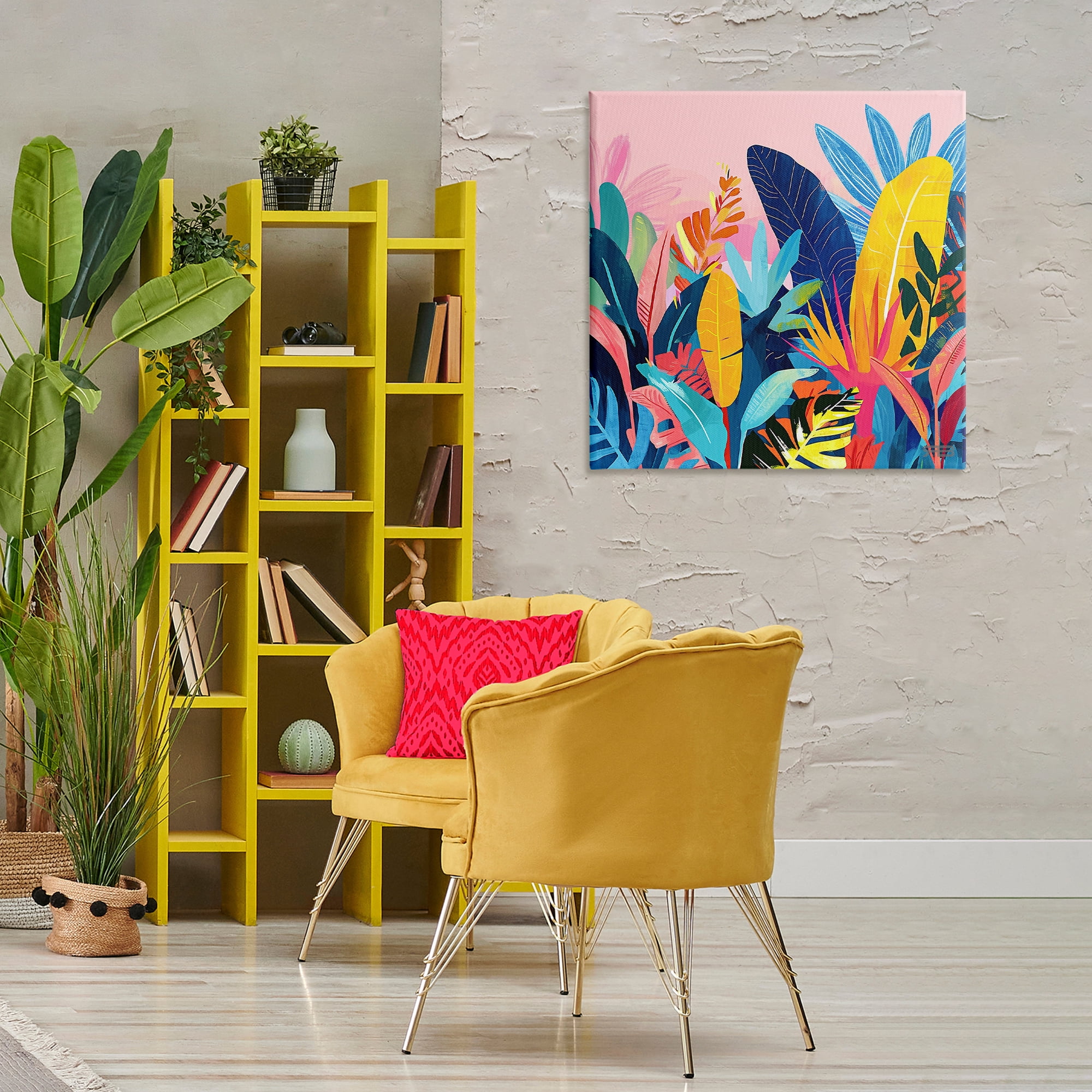 Stupell Industries Bold Tropical Jungle Leaves Botanical & Floral Painting Gallery Wrapped Canvas Art Print Wall Art, 30 x 30