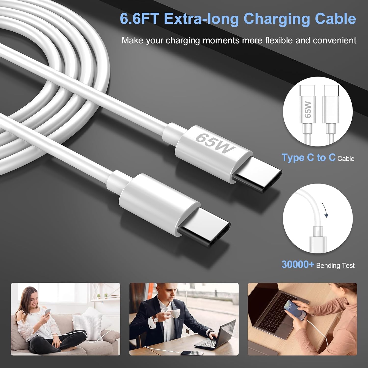 NEOYFC for 45W USB C Fast Charger GaN Adapter for Google 10 Pro/9 Pro XL/8 Pro/8/8a/7 Pro/7a/7/6/5/4, 2 Pack Aymla 45 Watt PD Type C Wall Plug Charging Rapidly forAndroid Phone Block with 6.6 FT