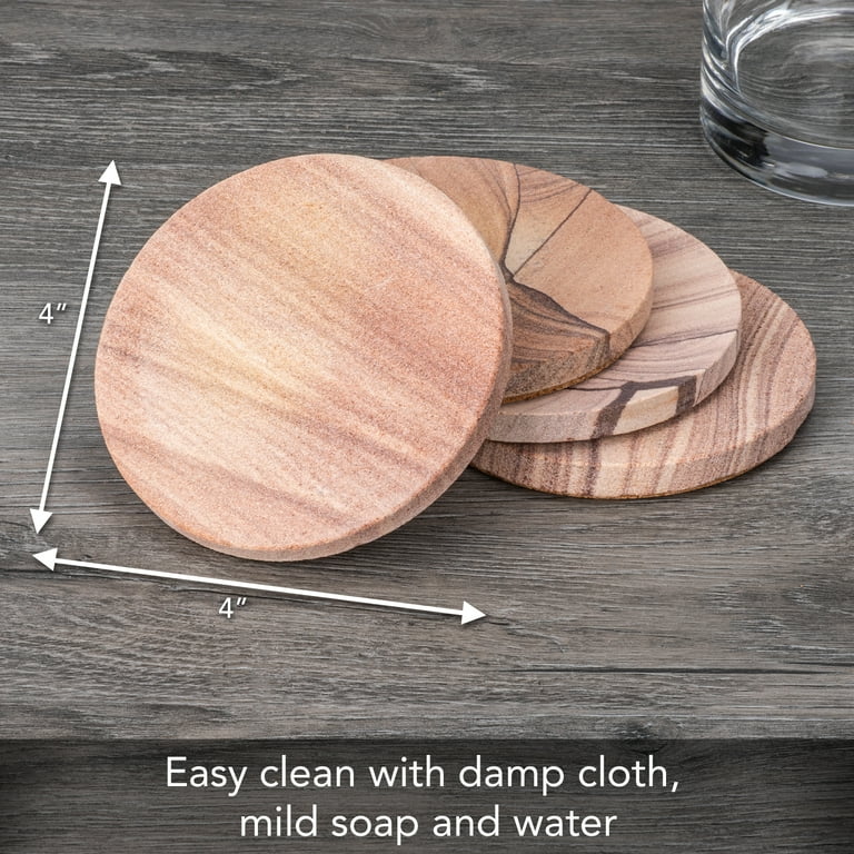 Thirstystone Cinnabar Natural Sandstone 4-Pack Coaster Set Drink