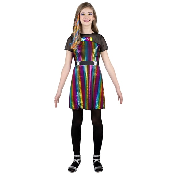 Youth Amaya Raine Child Girls Costume - Fabric Short Sleeve Dress with Foil Sequins