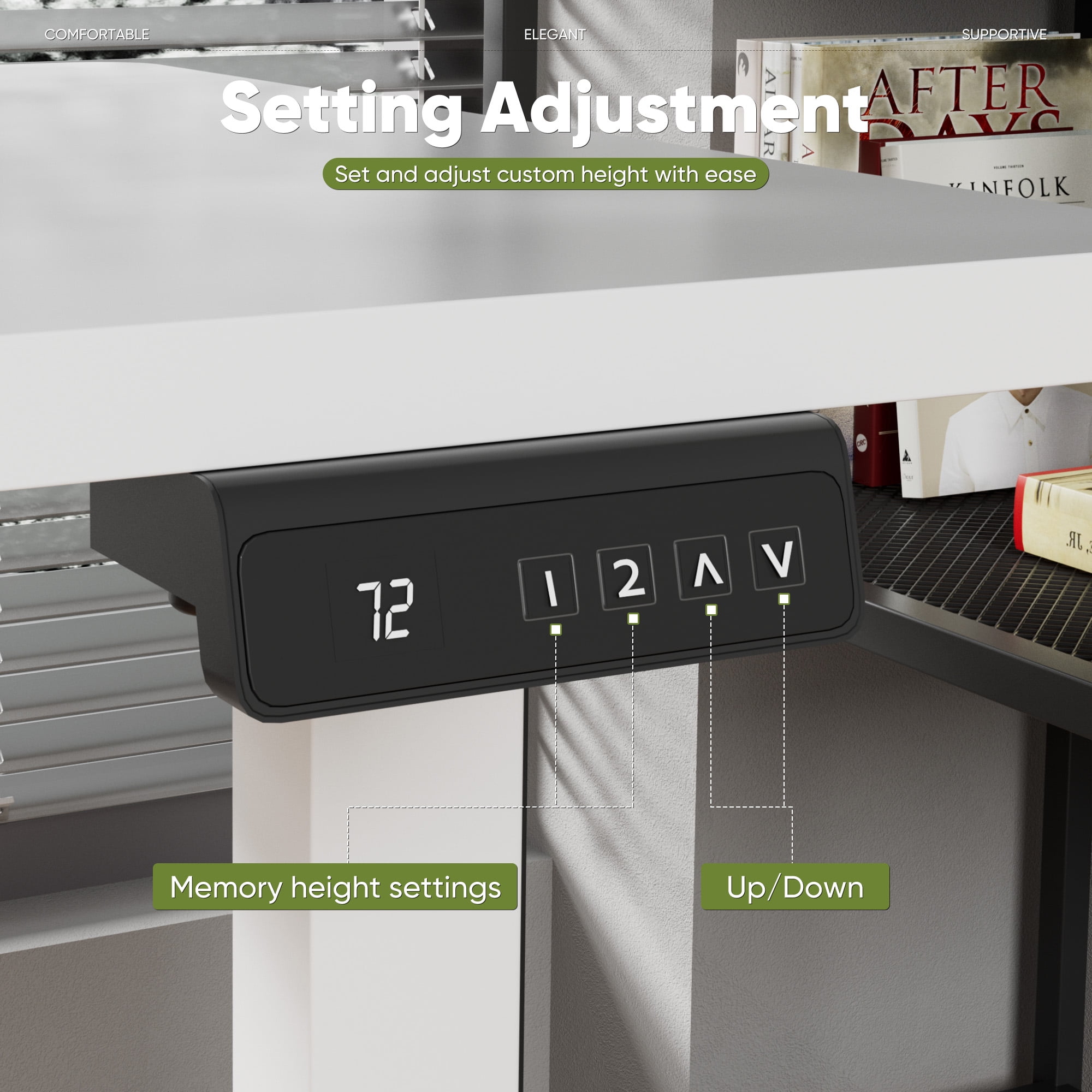 Homall 47" Wide Home Office Electric Height Adjustable Standing Desk Lifting Range 28~46" Computer Desk with Monitor Stand,White