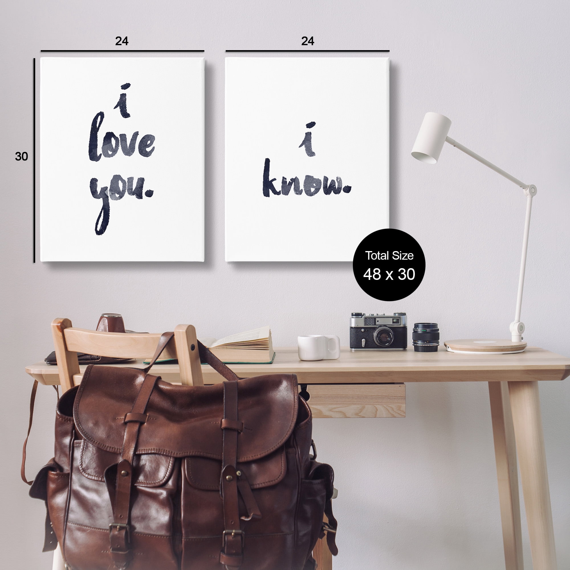 Stupell Industries Glam I Love You Phrase Inspirational Painting Gallery Wrapped Canvas Art Print Wall Art, 24 x 30, Set of 2