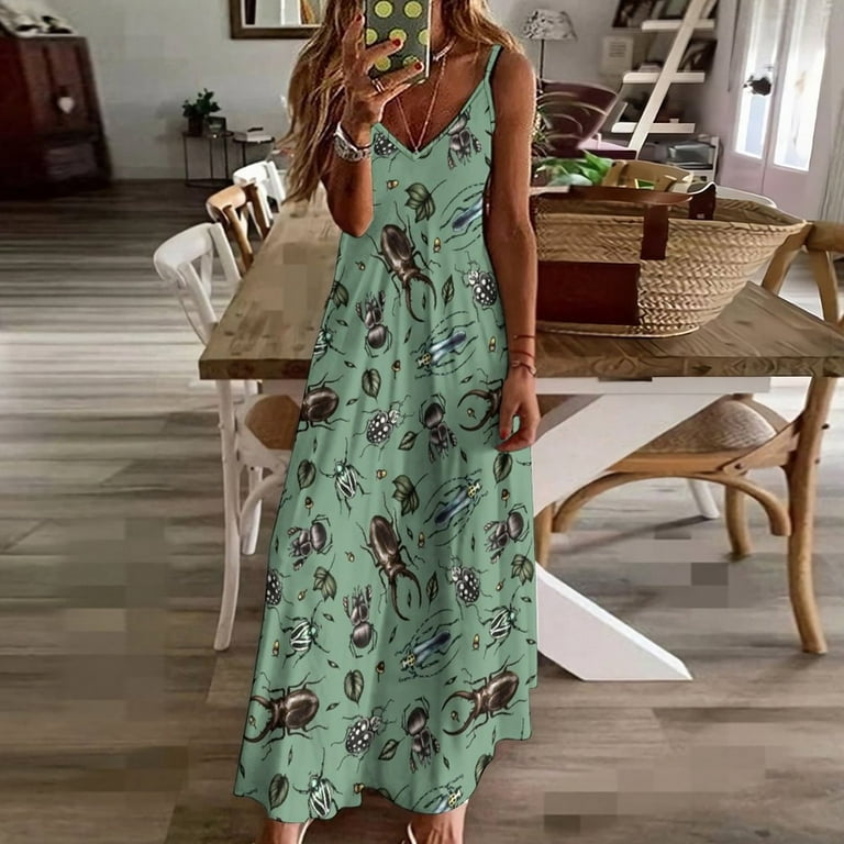 Colored beetle pattern - Insect collection Sleeveless Dress wedding dresses  for woman Women's dresses Woman dresses - Walmart.com