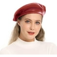 thumbnail image 7 of PU Leather Berets for Women French Beret Hats Artist Painter Hat Classic Solid Style, 7 of 7