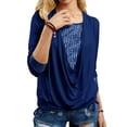 thumbnail image 3 of SLADYGLO Women Sequins Patchwork Draped Cowl Neck Two In One Tunic Blouse, 3 of 5