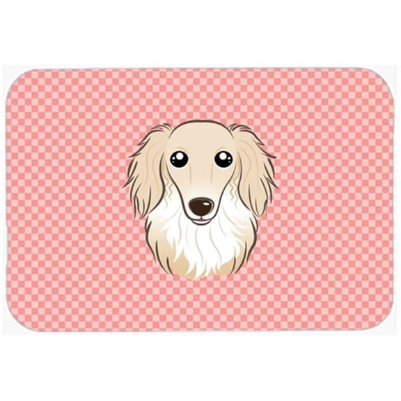 Carolines Treasures Checkerboard Pink Longhair Creme Dachshund Mouse Pad- - 7.75 x 9.25 In.