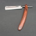 thumbnail image 2 of Navajas de afeitar de acero con borde plegable Vintage de Metal, cuchillo de afeitar, afeitadora de bigote con mango de madera para salón de peluquería, 2 of 5