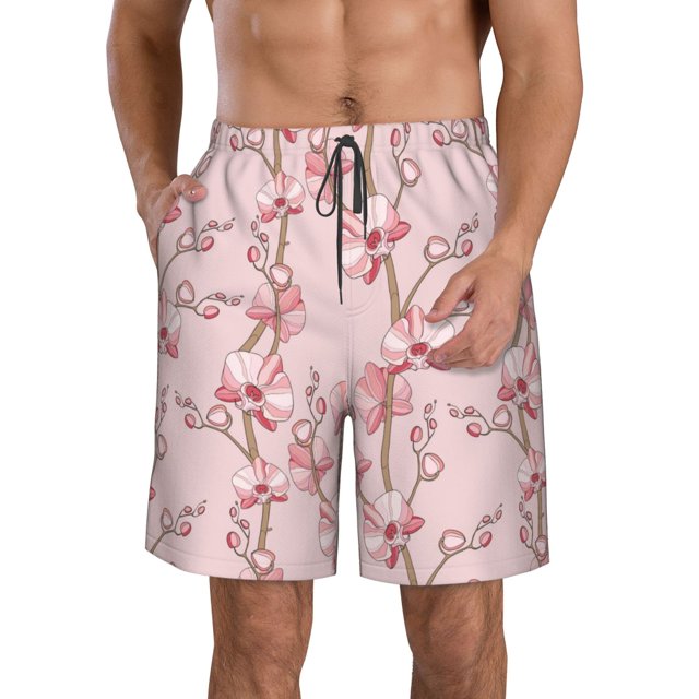Balery Orchids Flowers Traje de Baño Estilo Hawaiano para Hombre, Shorts de Secado Rápido con Bolsillos-X-Large