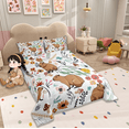 thumbnail image 2 of Manfei Cute Capybara Queen Comforter Set,Mushroom Floral Cartoon Animal Bedding Sets,Watercolor Flowers Leaves Comforter Set For Boys Girls,Ultra Soft Home Decor Reversible,3-Piece, 2 of 7