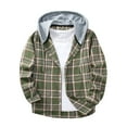thumbnail image 2 of Men's Flannel Hoodie Shirts Casual Button Down Plaid Shirt Jackets for Men Long Sleeve Stylish Hooded with Pocket, 2 of 9