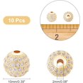 thumbnail image 2 of 10 Pcs 10mm Golden Brass Cubic Zirconia Beads, Clear CZ Stones Micro Pave Setting Disco Ball Spacer Beads, Round Bracelet Connector Charms Beads for Jewelry Making, 2 of 6