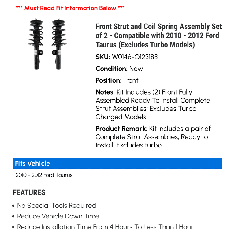 13-17 Ford Taurus (2.0) Suspension Strut and Coil Spring Assembly