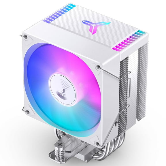 JONSBO CR1400 EVO White KEF16 Color 9cm CPU H130mm, Air Cooling Tower Radiator, Silent heatsink, 4pin Automatic Light CPU Fan,4 Copper Heatpipes AMD AM4/AM5 Intel LGA1700, 92mm RGB Fan, White
