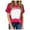 Hot Pink, variant on CFLVAEK Sublimation Blank Shirts for Women Casual Bleached Short Sleeve Blouses Loose Fitted Round Neck Tunics