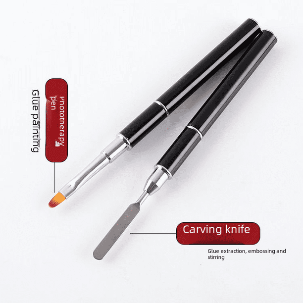 Bolígrafo de pegamento de doble cabezal y doble propósito para decoración de uñas, bolígrafo de pegamento de extensión rápida, bolígrafo de acero con empuje para fototerapia, bolígrafo de