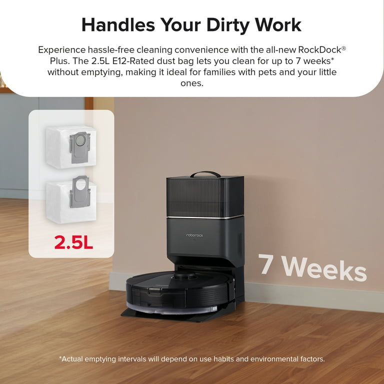 Roborock® Q5 Pro+ RoboVac with Auto-Empty Dock, Hardwood Roborock® Q5 Pro+ RoboVac with Auto-Empty Dock, Hardwood