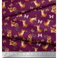 thumbnail image 2 of Soimoi Pink Cotton Poplin Fabric Insect & Cat Animal Print Sewing Fabric BTY 42 Inch Wide, 2 of 3