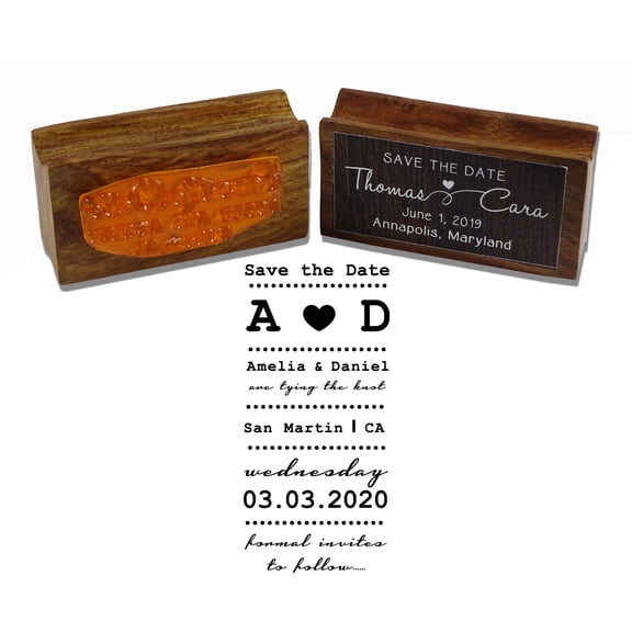 Printtoo Custom Wood Mount Save The Date Rubber Stamp Tying The Knot Personalized Stamper-2.6 x 1.1 Inches