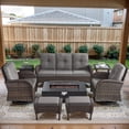 thumbnail image 2 of Opohoro 8-Piece Outdoor Patio Fire Pit Set with Sofa and Flat Arm, 43" Fire Pit Table, Propane Tank Cover for Deck Backyard, 2 of 20