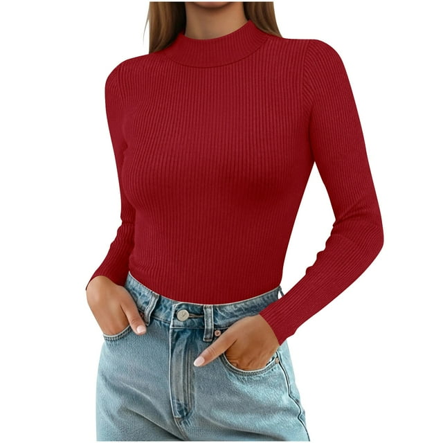 HongQid Chandails à Col Roulé à Manches Longues pour Femmes sous-Vêtements Thermiques Hauts Basiques Coupe Ajustée Mode d'Automne Haut Léger