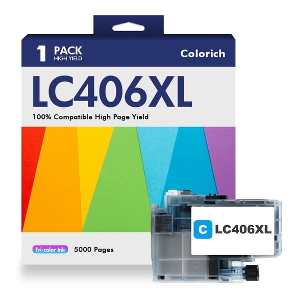 LC406XL LC406 Ink Cartridges Compatible for Brother MFC-J4335DW MFC-J5855DW Printer 406XL for MFC-J6555DW MFC-J4535DW MFC-J6955DW MFC-J4345DW MFC-J5955DW HL-JF1 - 1 Pack High Yields Cyan