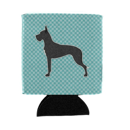 

Carolines Treasures BB3775CC Great Dane Checkerboard Blue Can or Bottle Hugger Can Hugger multicolor