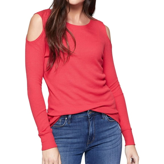 Sanctuary Clothing Womens Cold Shoulder Knit Blouse, Red, X-Small