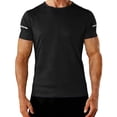 thumbnail image 2 of DPTALR Men's Solid Color Round Neck Short Sleeve Sports Training T-shirt for Running & Fitness,Black,Big and Tall Men XL, 2 of 9