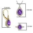 thumbnail image 5 of Dazzlingrock Collection Pear Amethyst & Round White Diamond Teardrop Earrings, Pendant & Ring Combo Set for Women (0.50 ctw, Color I-J, Clarity I1-I2) in 18K Yellow Gold, 5 of 6