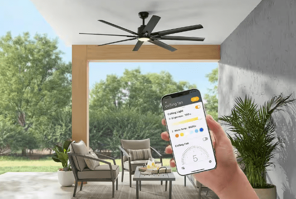 Home Decorators Collection Kensgrove II 72 in. Smart Indoor/Outdoor Matte Black Ceiling Fan with Remote Included Powered by Hubspace