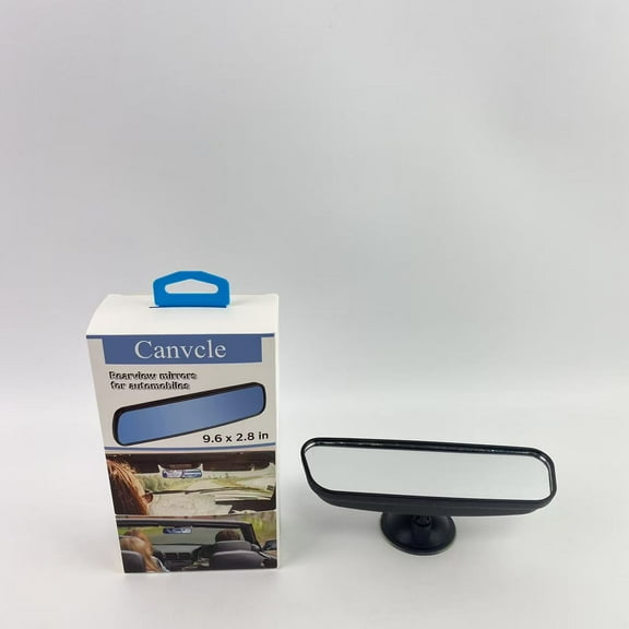Canvcle Rearview mirrors for automobiles,9.6'' Anti Glare Rear View Mirror with Suction Cup, Stick on Universal Inside Rearview Blue Mirror with Realistic Flat Wide Angle Mounted on Windshield(245mm)