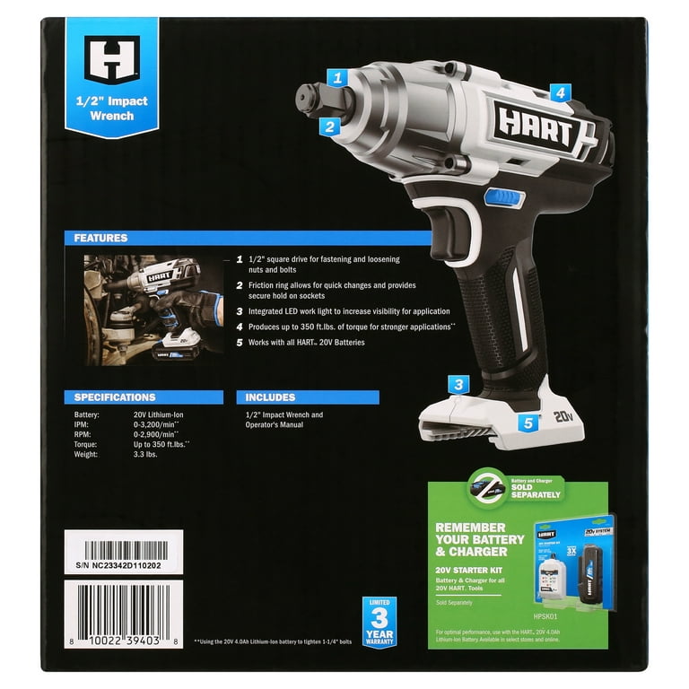 Hart Strongest Battery Impact Neiko 10878A 1/2-Inch-Drive High