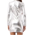 thumbnail image 7 of FRSASU Metallic Bodycon Dress for Women Stretchy Long Sleeve Crew Neck Shiny formal Dresses for Party Club White, 7 of 7