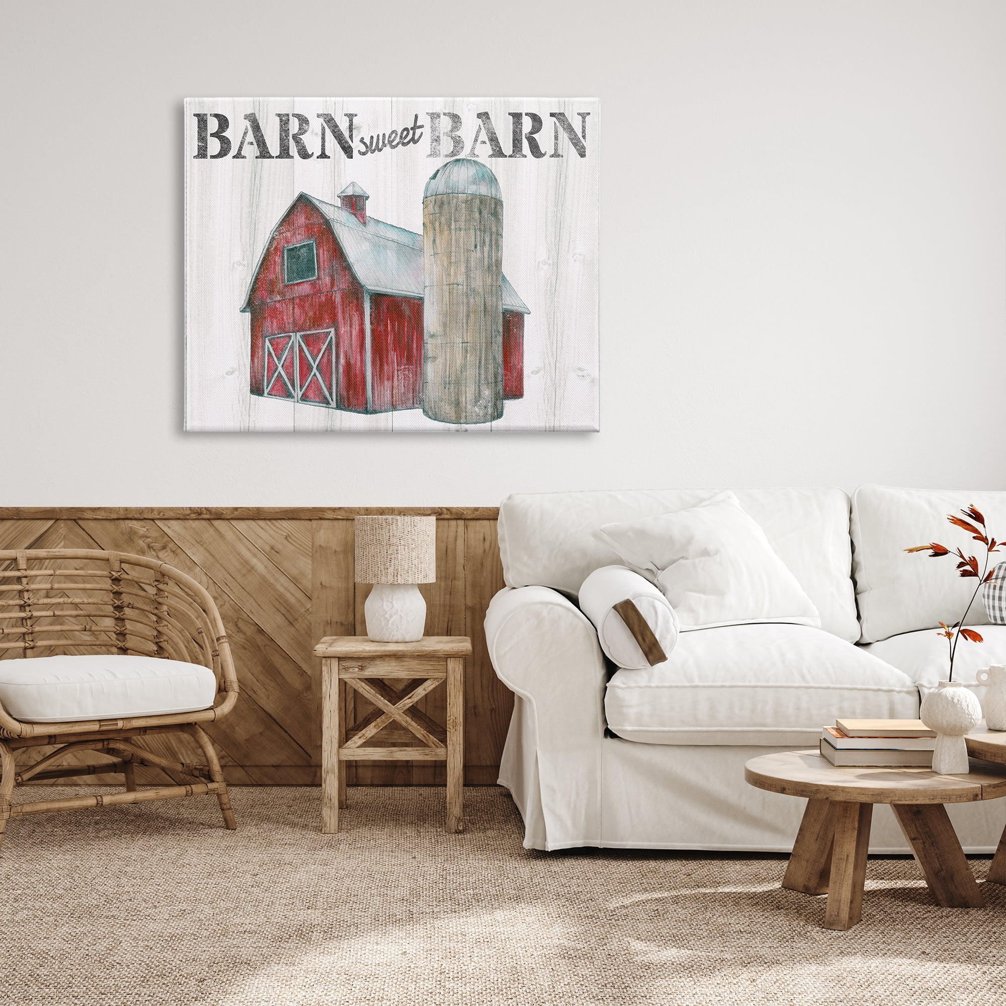 Stupell Industries Sweet Barn Rustic Phrase Landscape Painting Gallery Wrapped Canvas Art Print Wall Art, 48 x 36