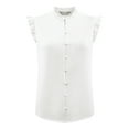 thumbnail image 2 of DARING DIVA Women's Sleeveless Ruffled Button Down Blouse XL White, 2 of 6