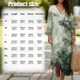 thumbnail image 6 of COEQINE Women's Wrap V-Neck Dress Three Quarter Sleeve Midi Length Casual Loose Fit Flattering Tunic Sundress, Easy Care Linen-Like Polyester, Size 2XL, Green Bamboo Print, 6 of 6