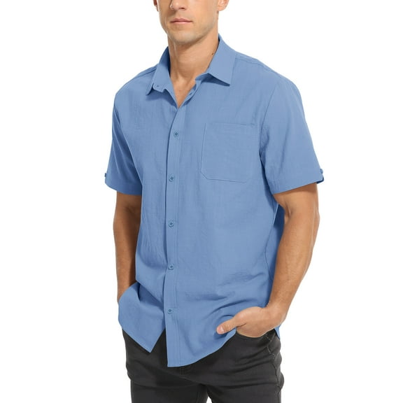 ONLYSHE Short Sleeve Dress Shirts for Men Stretch Casual Hawaiian Beach Shirts Party Button Down Shirt