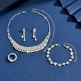 thumbnail image 5 of AEXTO Luxury Multi-Row Crystal Bridal Jewelry Set for Women Wide Collar Statement Necklace, Linear Dangle Earrings, Eternity Bracelet Matching Ring, Sparkling Wedding Party Accessories, 5 of 5