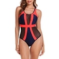 thumbnail image 2 of Tawop Swim Suits Women Sexy One Piece Solid Color Split Strap Print Red S(US:4), 2 of 7