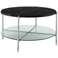 thumbnail image 1 of Table Basse Ronde de 32 Pouces avec Faux Marbre Noir et Pieds Chromés, 1 of 6
