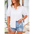 thumbnail image 3 of Camisa PRETTYGARDEN de Algodón Blanca con Botones y Cuello en V Talla M, 3 of 8