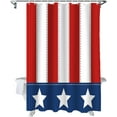 thumbnail image 5 of Red Blue Stripes Shower Curtain, 4th July Patriotic Stars Shower Curtain Set with Hooks, Spring Summer Waterproof Fabric Shower Curtains for Bathroom Decor, 36x72 Inch Bath Curtain, 5 of 6