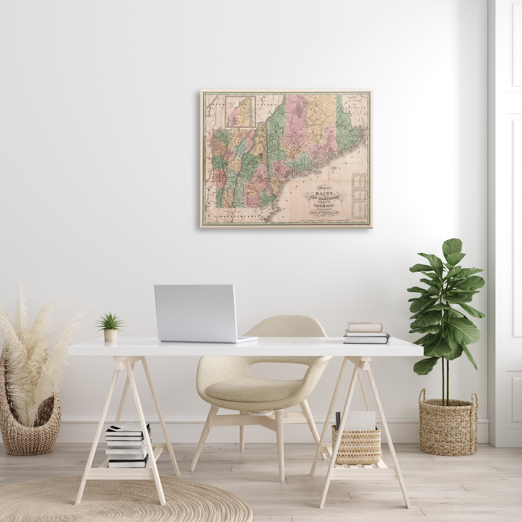 Stupell Industries Northern New England Map Maine Vermont New Hampshire, 40 x 30, Design by Daphne Polselli