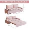 thumbnail image 3 of 70.1" Queen Pull Out Sofa Bed, Pull Out Bed, 3 in 1 Convertible Sleeper Sofa, Velvet Loveseat Couch with 2 Soft Pillows for Living Room, Apartment, Small Space (Pink, 70.1''), 3 of 8