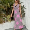thumbnail image 3 of Vestido Largo Sin Mangas Para Mujer, Diamond Grid Traje Informal Para Cumpleaños, Verano, 3 of 5