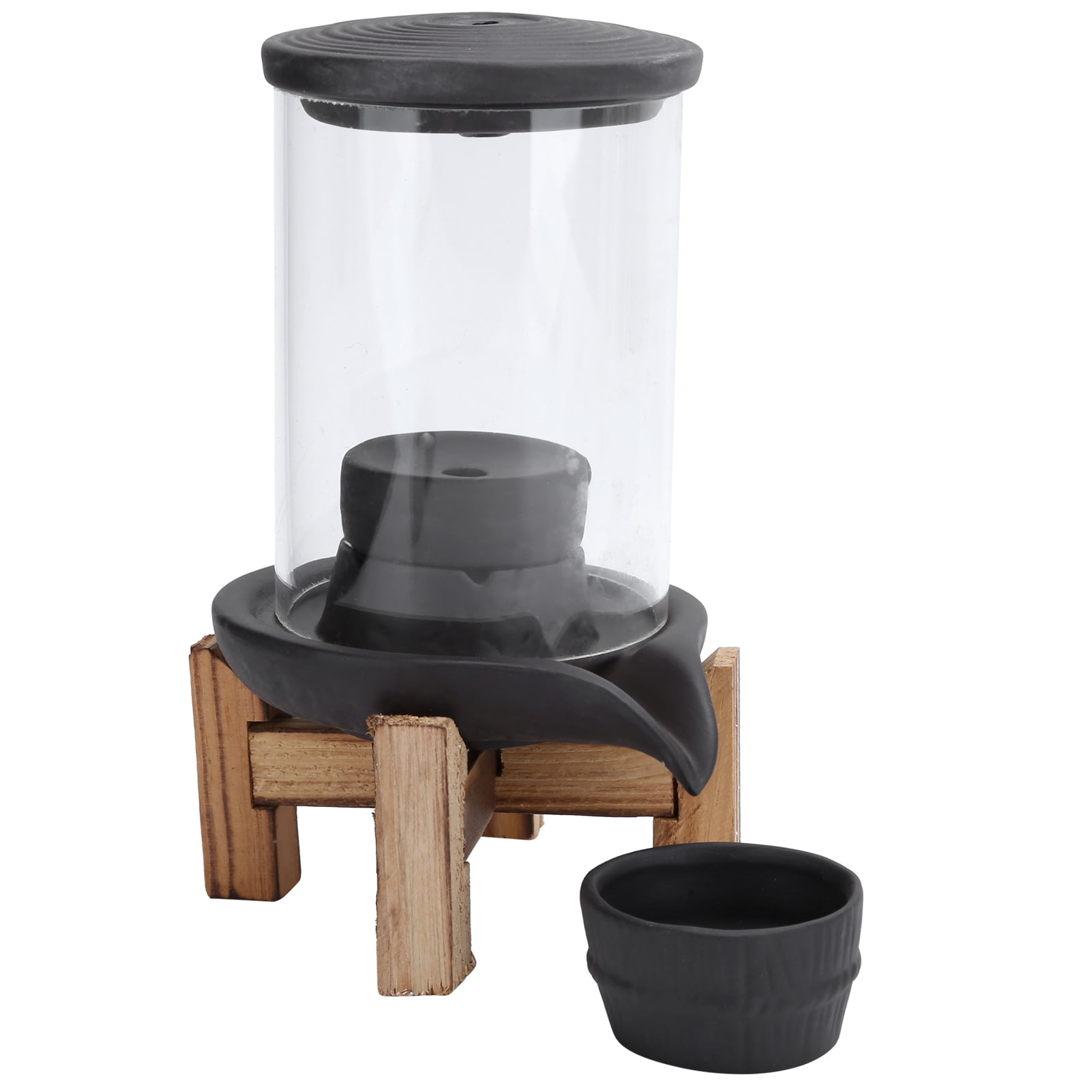 BIMZUC Buddhist Cone Backflow Incense Burner Ceramic Smoke Waterfall Holder For Living Room Decor Feng Shui Decoration, Black, 6.9 inches / 17.5 cm