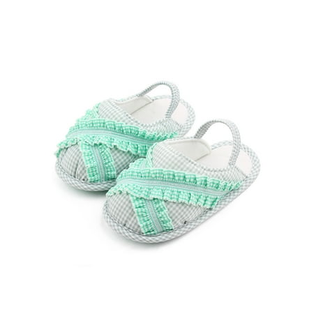 

Bmnmsl Baby Sandals Shoes with Plaid Elastic Band Non-Slip Bottom
