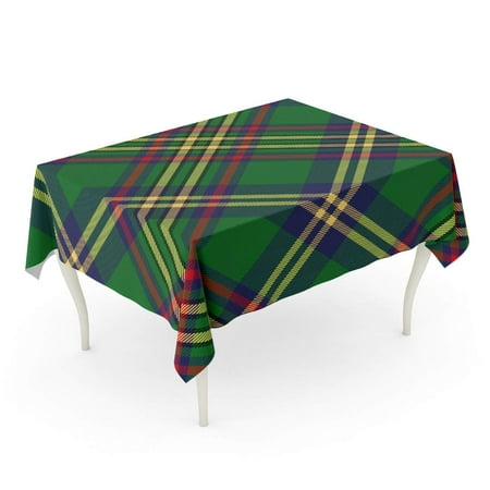 

SIDONKU Yellow Plaid Printing Pattern Green Tartan Classic Abstract Celtic Check Checkered Tablecloth Table Desk Cover Home Party Decor 52x70 inch