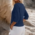 thumbnail image 4 of Linen Button Down Blouse V Neck Hem Business Office Daily Wear Relaxed Fit Casual Work Top, 4 of 5