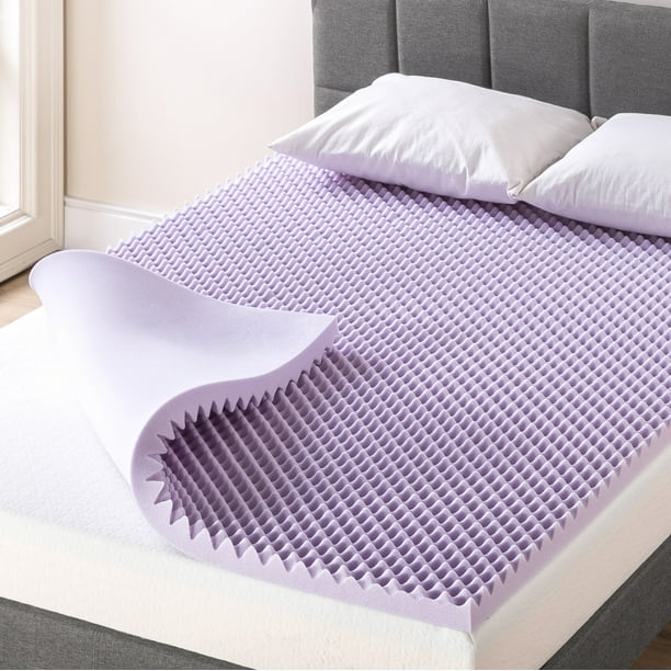 Mellow 2" Memory Foam Egg Crate Mattress Topper with Lavender Infusion